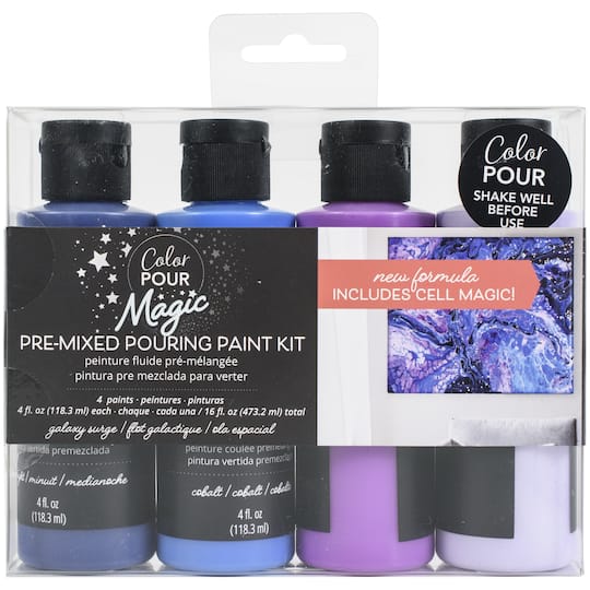 Color Pour Magic Galaxy Surge Pre-Mixed Paint Kit, 4ct.